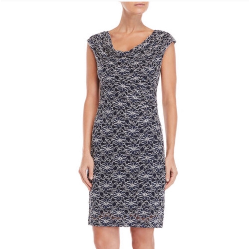 •connected apparel• Blue Sequin Lace Dress
